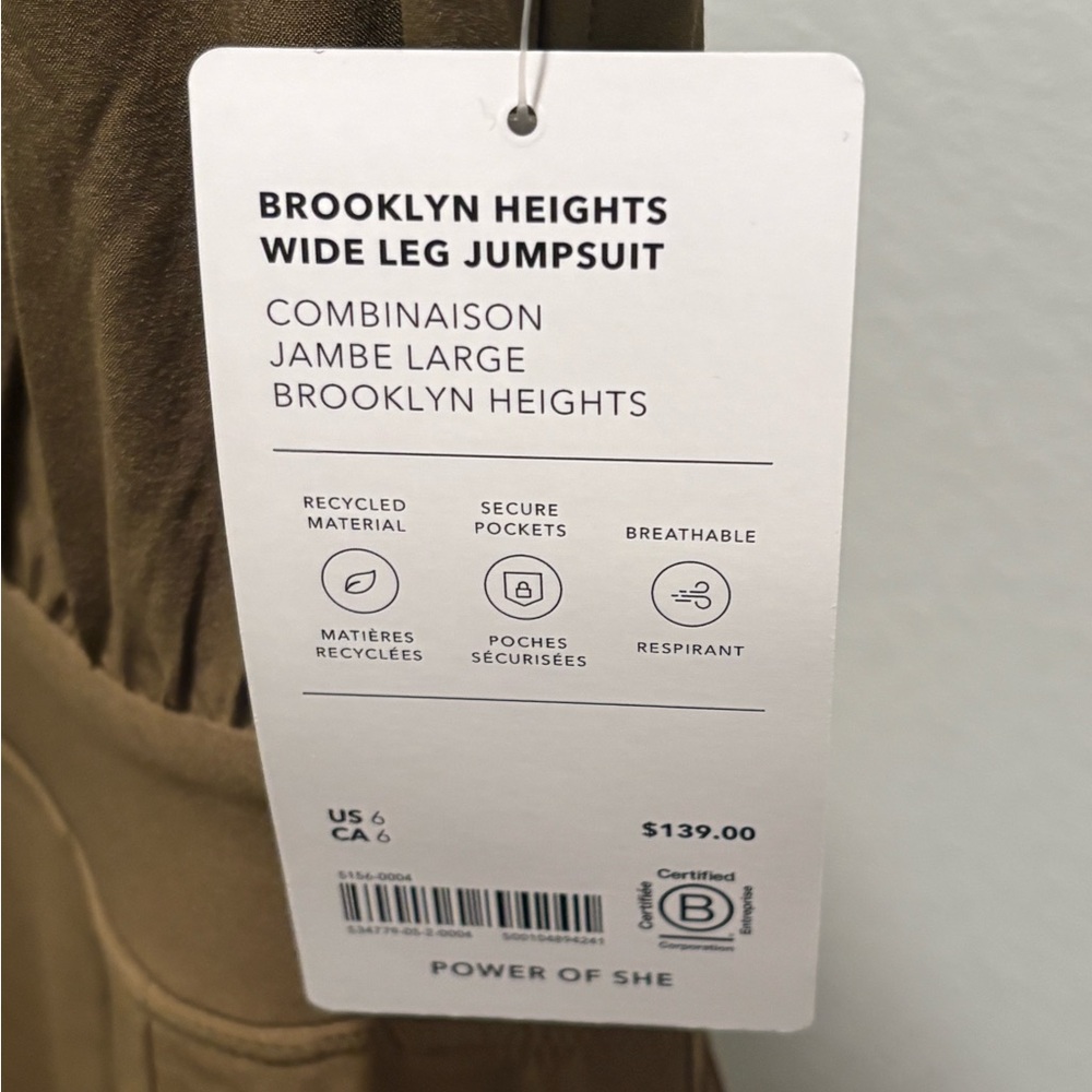 Athletes Brooklyn Heights Wide Leg Jumpsuit Olive Green NWT - Picture 5 of 10